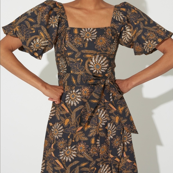 Cleobella Black and Brown Midi Dress with Botanical Elegance - Picture 4 of 4